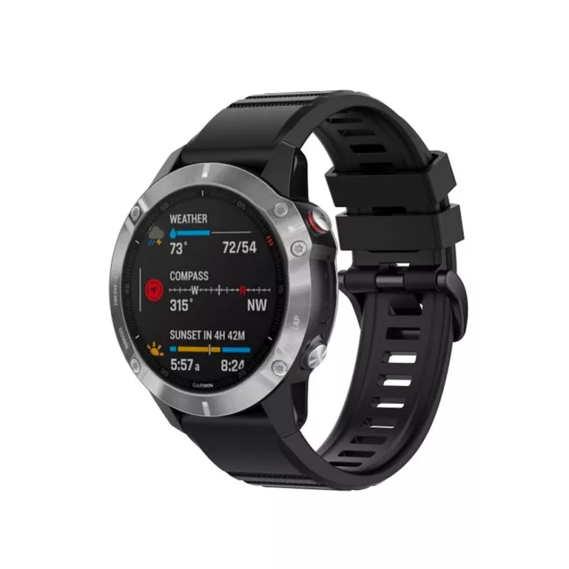 Correa de silicona FIXED para Garmin QuickFit 26mm Negro — correa de reloj de repuesto 26 mm