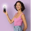 Espejo de maquillaje de pie Medisana 23603 — redondo blanco, a pilas, plegable, iluminación integrada