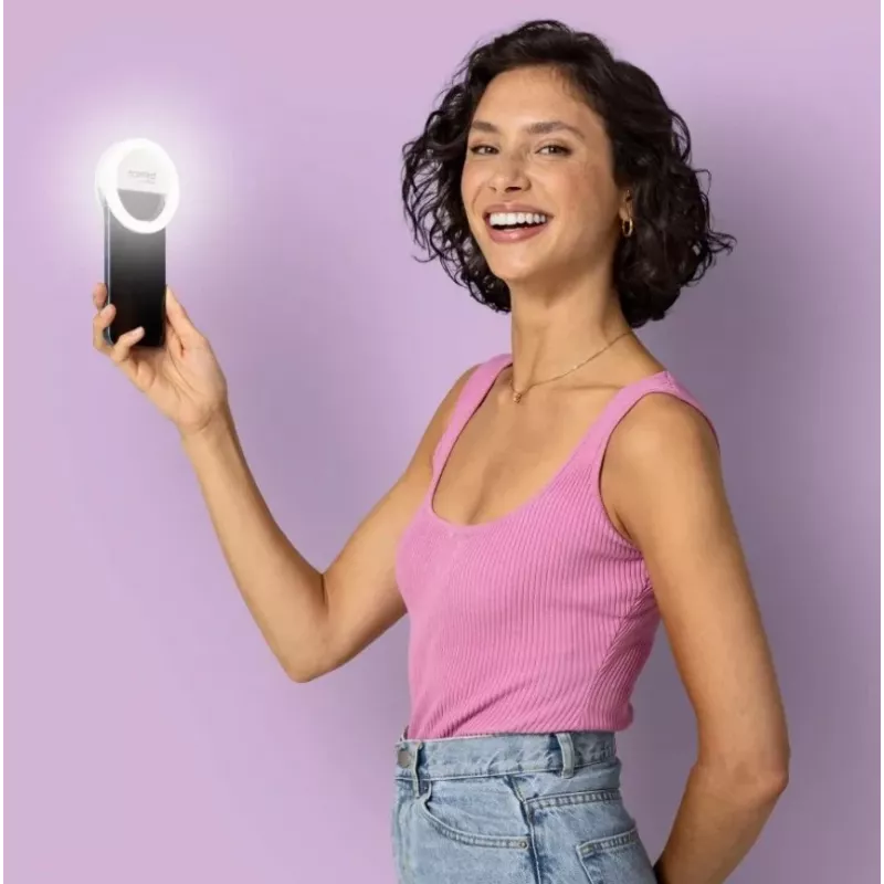 Espejo de maquillaje de pie Medisana 23603 — redondo blanco, a pilas, plegable, iluminación integrada