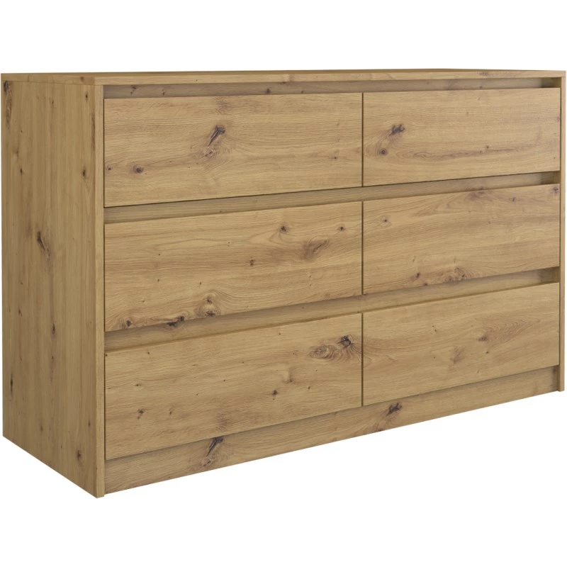 Cómoda Top e shop K120 ARTISAN 2X3, acabado roble, 6 cajones, 750×400×1200 mm
