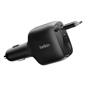 Belkin 75W 2 puertos con cable USB-C retráctil para coche - Cable (CCC001HQBK)