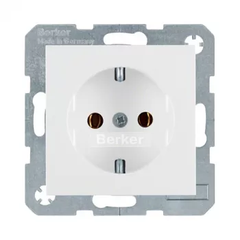Toma Type F berker 47431909 — 16 A, 250 V, blanco plástico