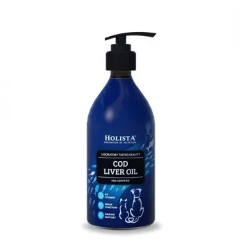 Aceite líquido de hígado de bacalao 500 ml — HOLISTA complemento natural de aceite de pescado, rico en omega-3 y vitaminas A y D