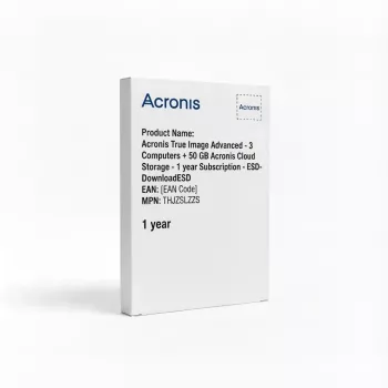 Acronis True Image Advanced - 3 ordenadores + 50 GB de almacenamiento en la nube de Acronis - Suscripción de 1 año - Descarga ESDESD