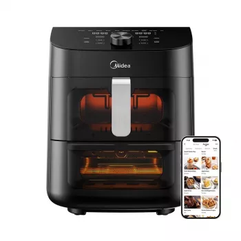 Freidora de aire Midea MAD1100DADK, 1850 W, capacidad dual 4,4/6,4 L