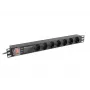 Unidad de distribución de corriente LANBERG PDU-PRO-07F-0200-BK — PDU para rack 1U, 7 tomas Type-F, 16 A, cable de 2 m, negro
