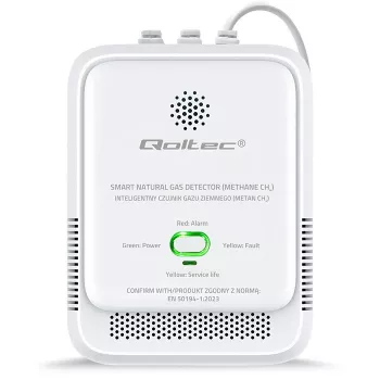 Sensor de fugas de gas QOLTEC NG 85dB LE — detector de gas natural (CH4), alarma acústica 85 dB