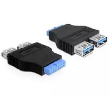 Adaptador Delock USB 3.0 pin header hembra > 2 x USB 3.0 hembra - uno junto a otro (65324)