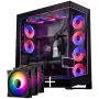 Caja E-ATX PHANTEKS NV Series NV7, cristal templado, ARGB - negra & ventiladores M25 Gen2 PWM D-RGB pack de 3 - Reverse Blade, 140 mm + kit DRGB