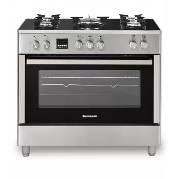 Cocina de gas y eléctrica de pie Ravanson KWGE-K90, 5 zonas de cocción, 90 cm, inox