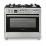 Cocina de gas y eléctrica de pie Ravanson KWGE-K90, 5 zonas de cocción, 90 cm, inox
