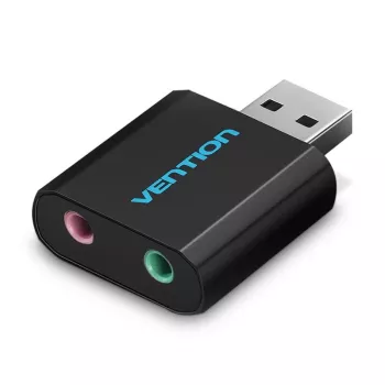 Tarjeta de sonido externa USB Vention negra metal Type