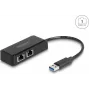 Delock 64194 adaptador de USB Type-A a 2x LAN Gigabit, negro