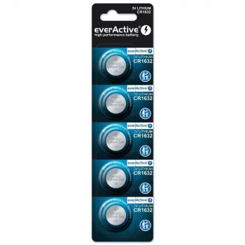 Pila everActive CR1632 de botón de litio de un solo uso 3 V — 5 uds., 16 mm × 3,2 mm