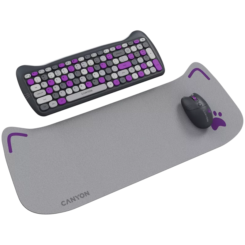 Conjunto de teclado y ratón inalámbricos CANYON HSET-W6 Kitty Edition – violeta