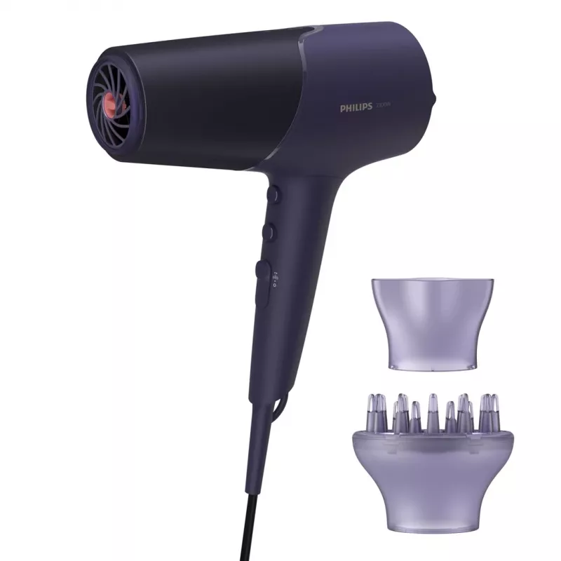 Secador de pelo Philips 5000 Series BHD514/00, 2300 W, violeta, 6 velocidades, 6 niveles de calor, iónico, Cool Shot