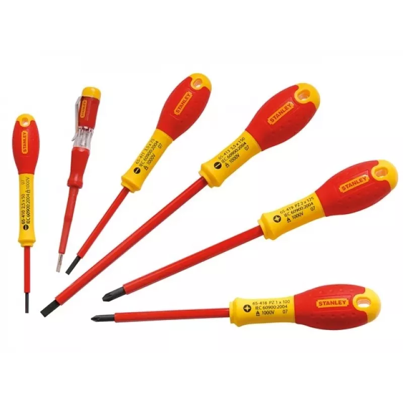 Juego de destornilladores planos y Pozidriv aislados Stanley FATMAX 0-65-443