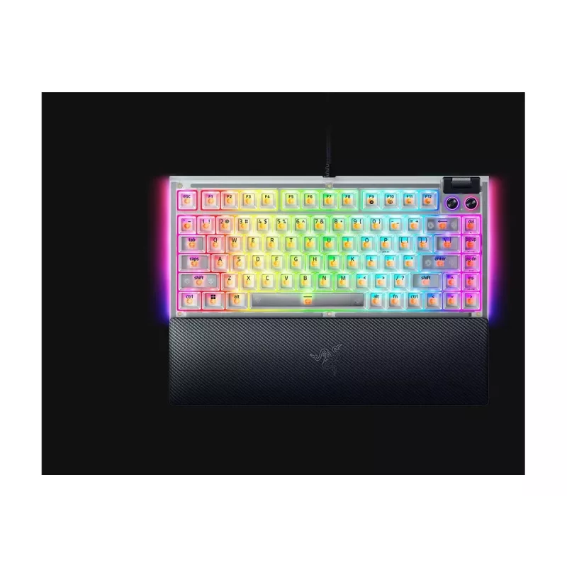 Teclado mecánico gaming hot-swappable Razer | BlackWidow V4 75% | Teclado gaming | Con cable | US | Phantom White Edition | USB Type-C | Razer Mechani