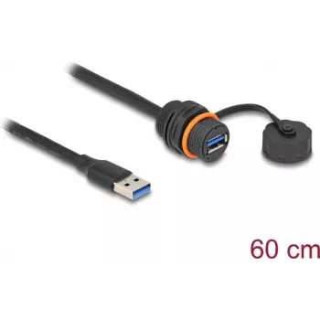 Cable USB DeLOCK USB Type-A macho a hembra 5 Gbit/s 60 cm negro IP68