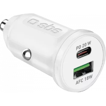 Cargador de coche SBS 12/24V 1x Type-C PD+ USB 2.1 A blanco