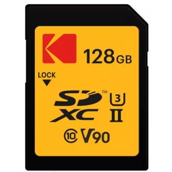 Tarjeta de memoria Kodak EKMSD128GUHS2V2K SDXC UHS-II 128 GB, lectura 300 MB/s, escritura 270 MB/s, U3 V90, clase 10