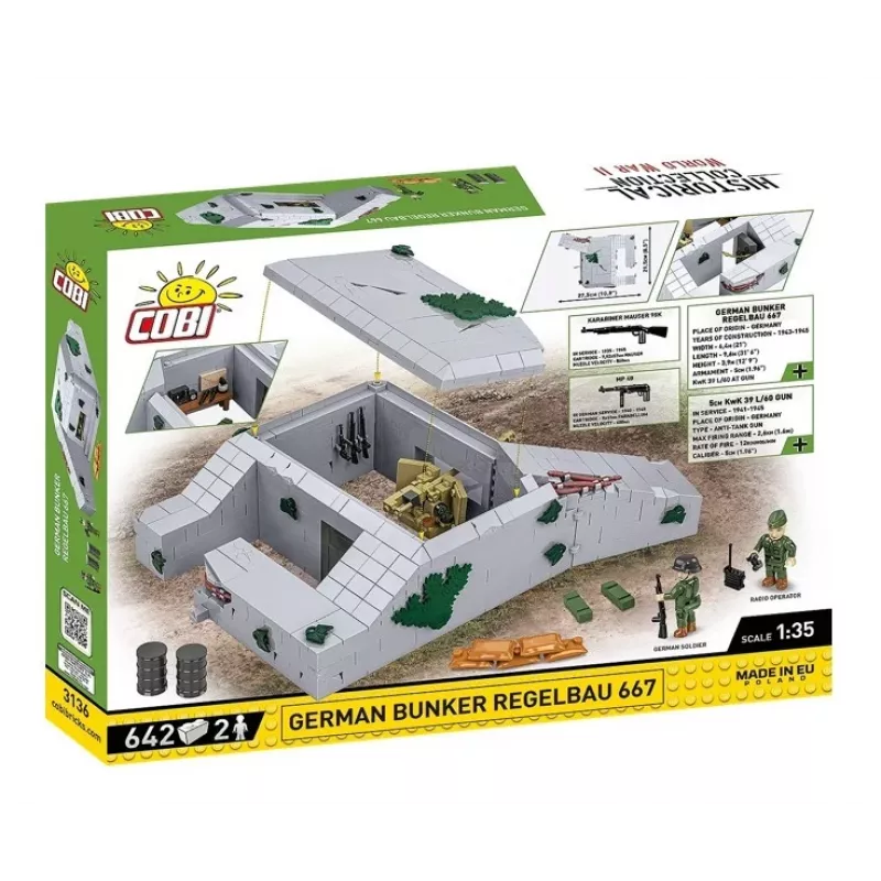 Set de construcción Cobi Deutscher Bunker Regelbau 667/642 Modelo COBI-3136 – set de bloques detallado