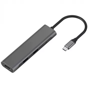 Adaptador USB Type-C - 2 x USB 3.0, Type-C PD, HDMI
