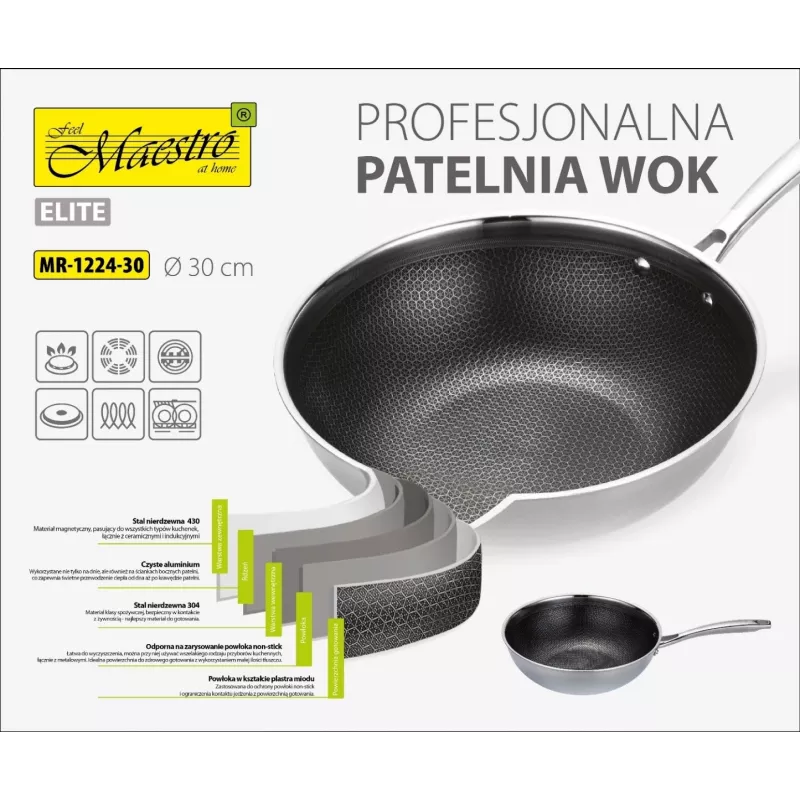 SARTÉN / WOK MAESTRO PROFESSIONAL 30 cm