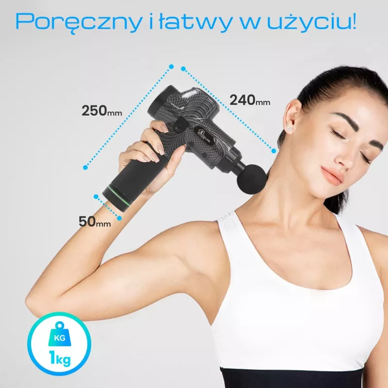 Pistola de masaje Extralink MSG-01-PRO 3800 rpm 6 accesorios