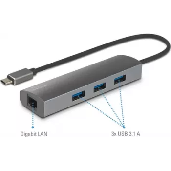 Renkforce RF-3374952 Hub de interfaces USB 2.0 Type-C 1000 Mbit/s Negro - Gris (RF-3374952)