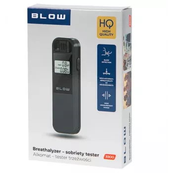 Alcoholímetro portátil BLOW 3300 — test de aliento sin contacto, BAK 0,00–0,19%, precisión 1%, LCD, pilas AAA