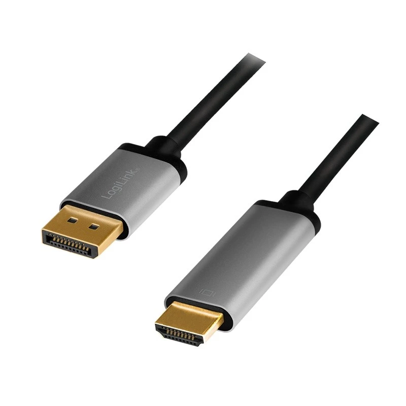 LogiLink CDA0107 Adaptador de cable de vídeo 2 m DisplayPort HDMI negro gris