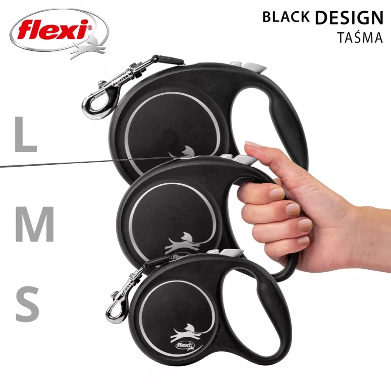 Flexi Black Design L correa retráctil para perro de 5 m
