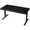 Mesa gaming de altura ajustable con doble motor, cargador inalámbrico, iluminación RGB, panel de control y puertos USB, tablero con superficie de melamina PB, negro