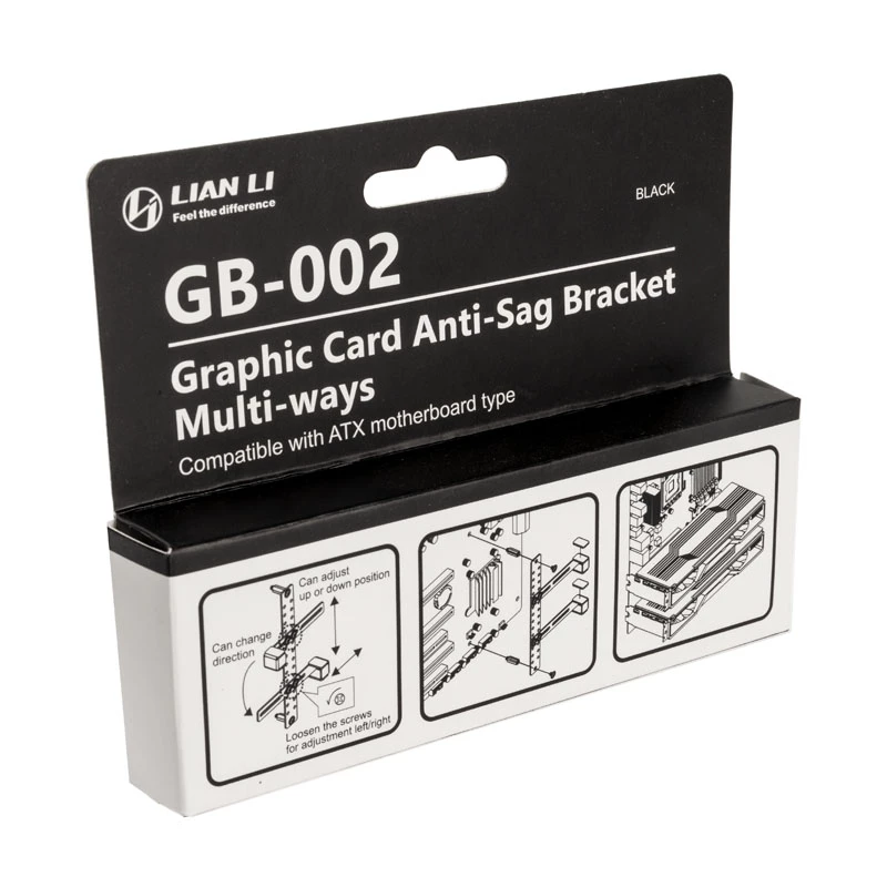Lian Li GB-002 soporte universal para tarjeta gráfica, acero, 128,4 mm, negro, 2 uds.