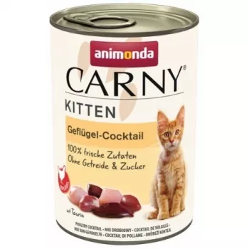 Comida húmeda para gatos animonda Carny Kitten Cóctel con ave 400 g lata, humedad 80 %, proteína 10,5 %