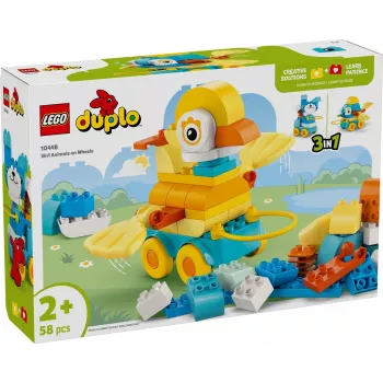 Set de juego LEGO DUPLO 3 en 1 Animales sobre ruedas 10448 — animales DUPLO de construcción y juego, 58 piezas, a partir de 2 años