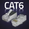 Conector modular RJ45 QOLTEC 54556 CAT6 FTP, plata, 18×22×11 mm, pack de 100