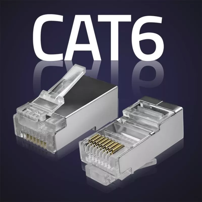 Conector modular RJ45 QOLTEC 54556 CAT6 FTP, plata, 18×22×11 mm, pack de 100