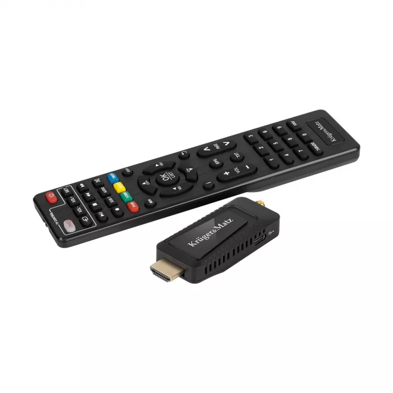 Sintonizador mini DVB-T2 H.265 HEVC KRUGER & MATZ KM9998, 470–862 MHz, 1 sintonizador, HDMI, USB, 720p