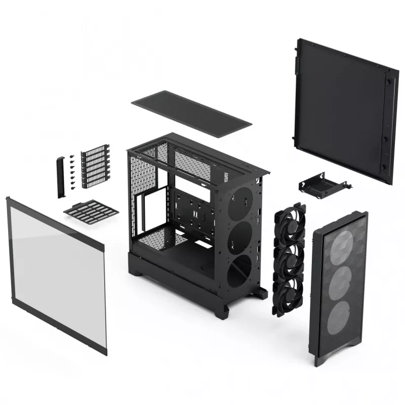 Caja para PC Fractal Design Pop 2 Air negro TG Midi Tower – ATX, 3 ventiladores frontales de 120 mm, compatible con unidades de 2,5