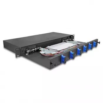 Caja de empalme de fibra óptica DeLOCK 19 pulgadas 6 x SC Duplex OS2 1U