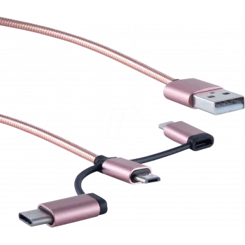 Cable USB ShiverPeaks BS14-50074 1m USB A USB C/Micro-USB B/Lightning