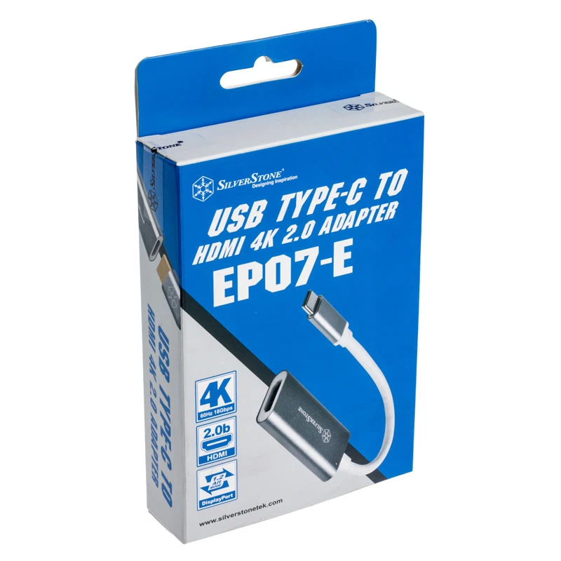 Adaptador SILVERSTONE USB 3.1 Type-C a HDMI 2.0b SST-EP07C-E, adaptador de salida de vídeo