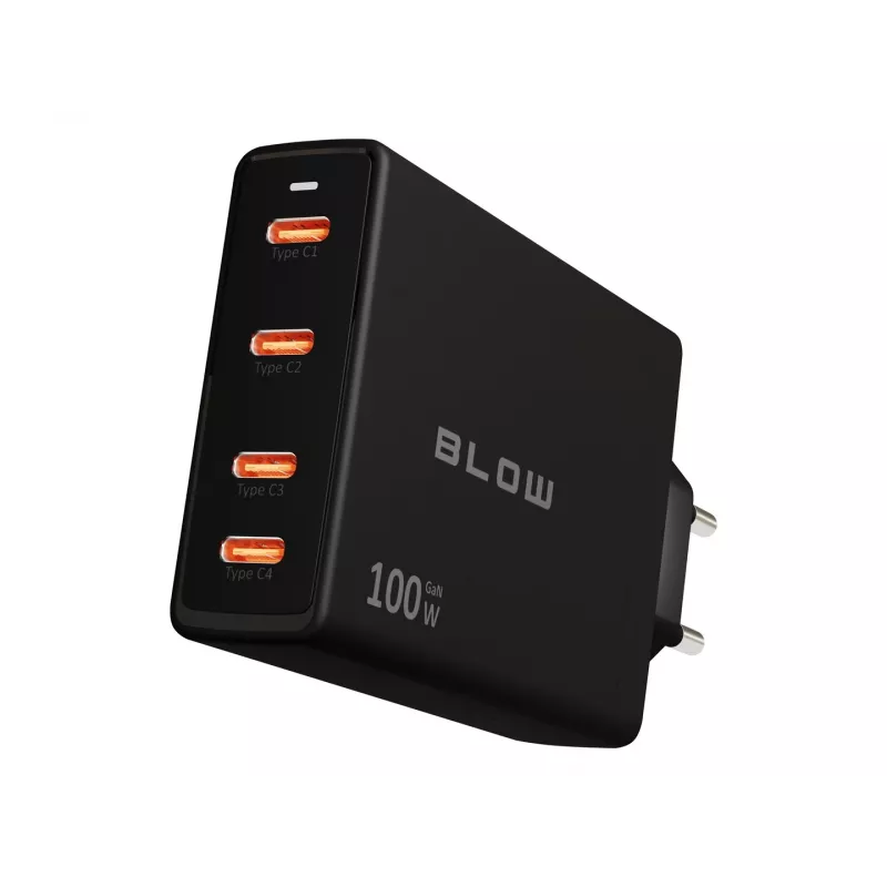BLOW 4xUSB-C PD 100W GaN cargador de pared, negro
