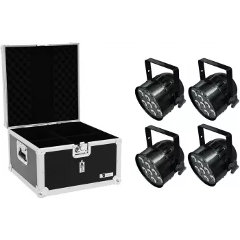 Foco LED PAR EUROLITE PAR-56 QCL Short 4x con maleta EPS — LED QCL 4 en 1, factor de forma PAR-56, cuerpo corto compacto