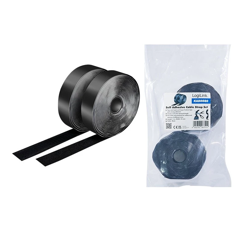 Bridas de cable de velcro LogiLink KAB0080 negro 5000mm 25mm 2 uds.