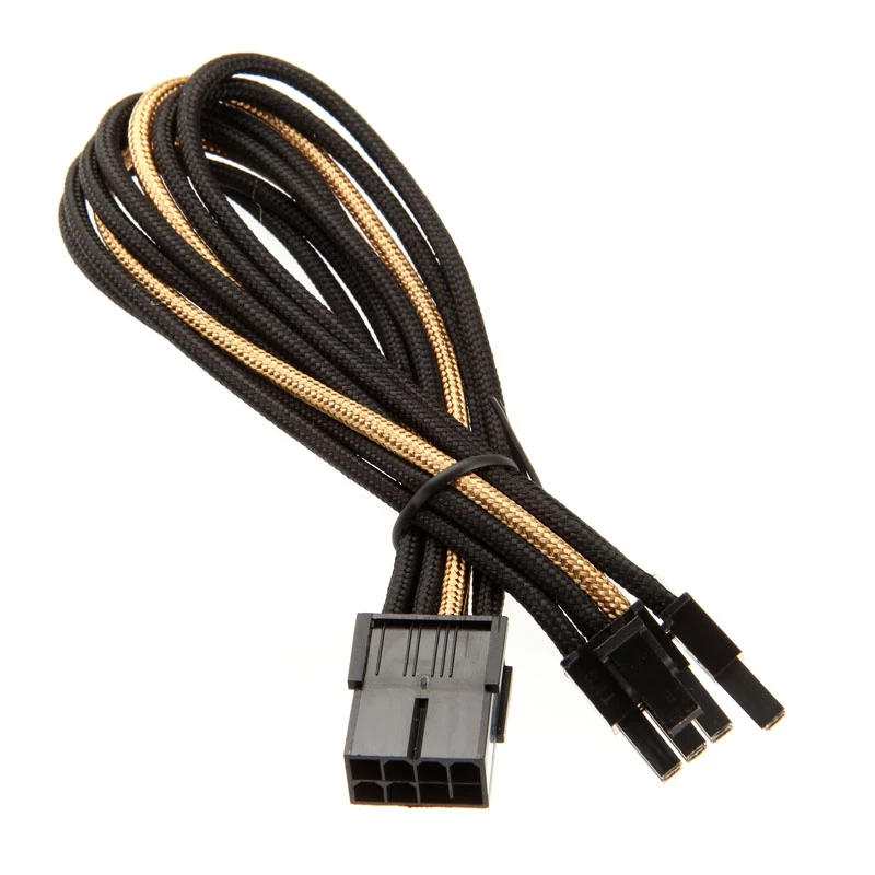 Cable SilverStone PCI de 8 pines a PCIe de 6+2 pines, 250 mm – negro/dorado