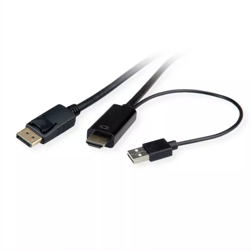 ROTRONIC-SECOMP Roline - Cable de vídeo - HDMI, USB (solo alimentación) macho a DisplayPort macho - 2 m - apantallado - negro - compatible con 4K 60 Hz (384