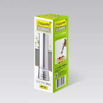 Molino eléctrico de especias Maestro MR-1722 200W acero inoxidable, molinillo de mesa a pilas con mecanismo cerámico